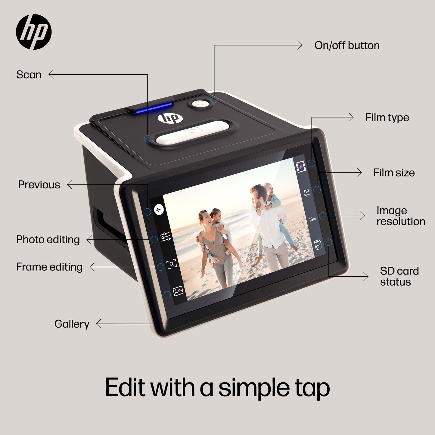 HPFS500: HP FilmScan 5" Touch Screen Film Scanner