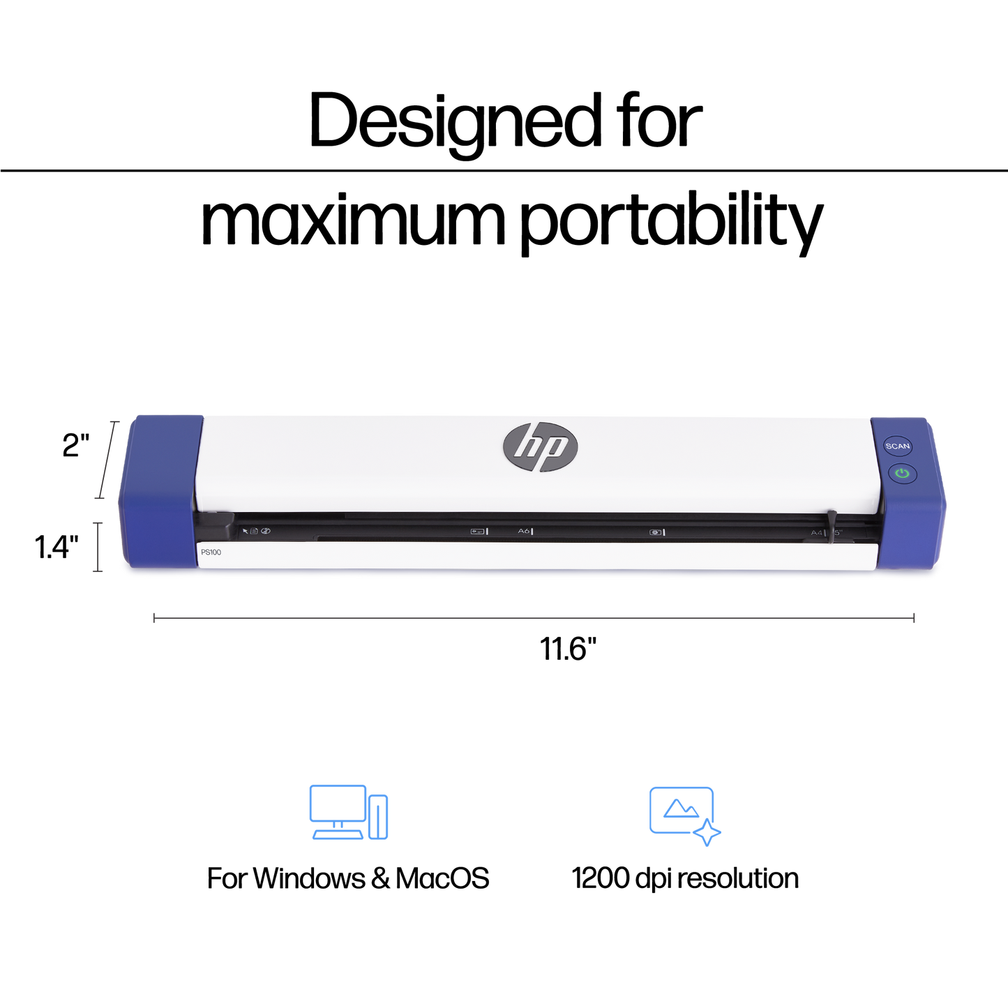 PS100: HP Portable Document Scanner for Single-Sided Scanning